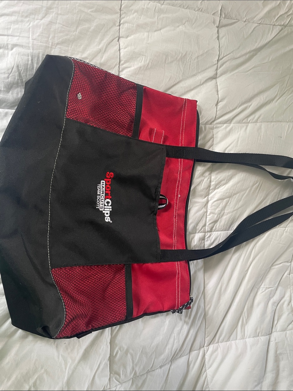 sportsclips Red and Black Canvas Tote Bag with key chain
